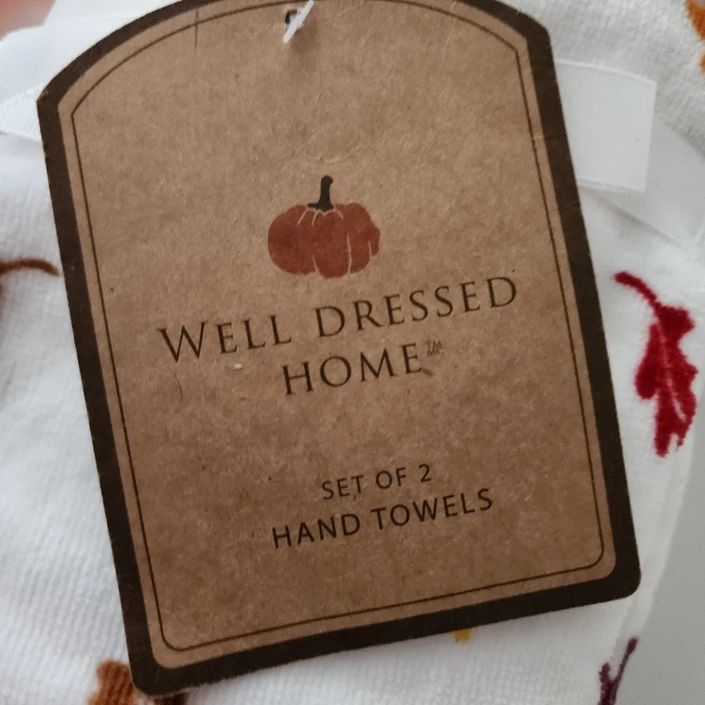 Football Leaves Harvest Embellished 2 Hand Towels 100% Cotton New